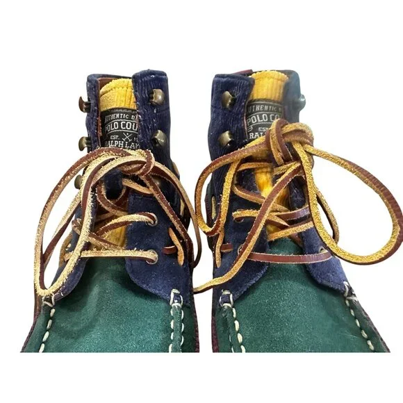 Sold Polo Country Ralph Lauren Suede Ranger Mid Boots Mens 7 Corduroy Lace Up - Picture 10 of 16